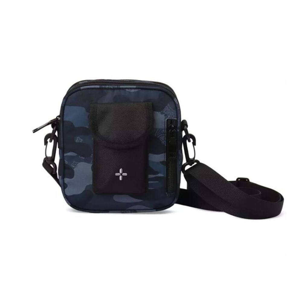 Sun + Stone Bag Men's Navy Blue Camo Mini Crossbody Bag Dual Zip Compartments - Picture 4 of 8